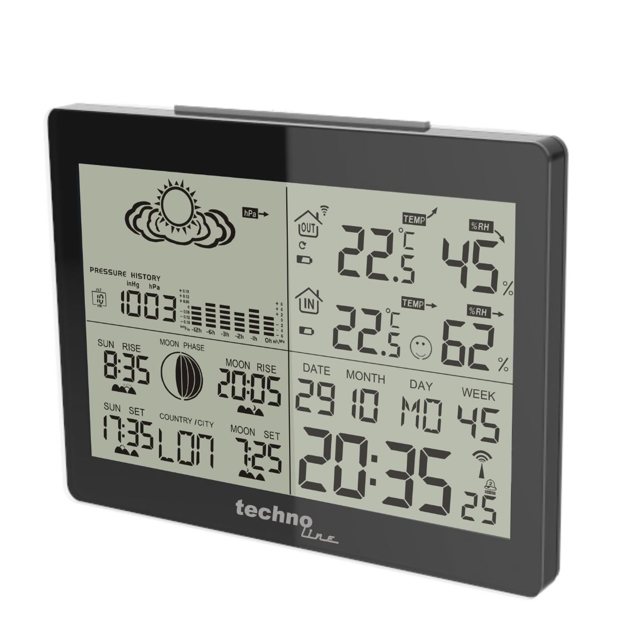 Techno Line WS 9480 Stazione Meteo - Bianco - Orologio Radio-controllato Con Temperatura E Umidità Interna/Esterna